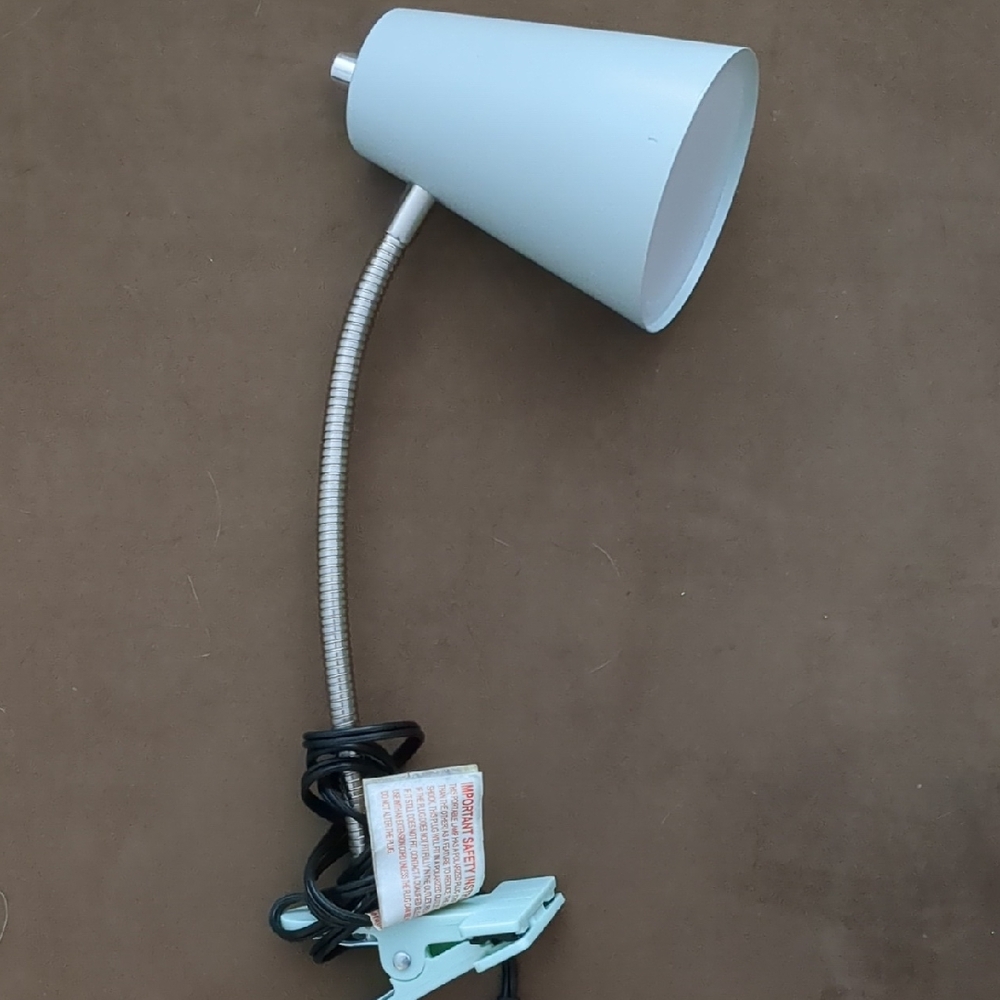 Adjustable Clip-On Desk Lamp in Mint Green